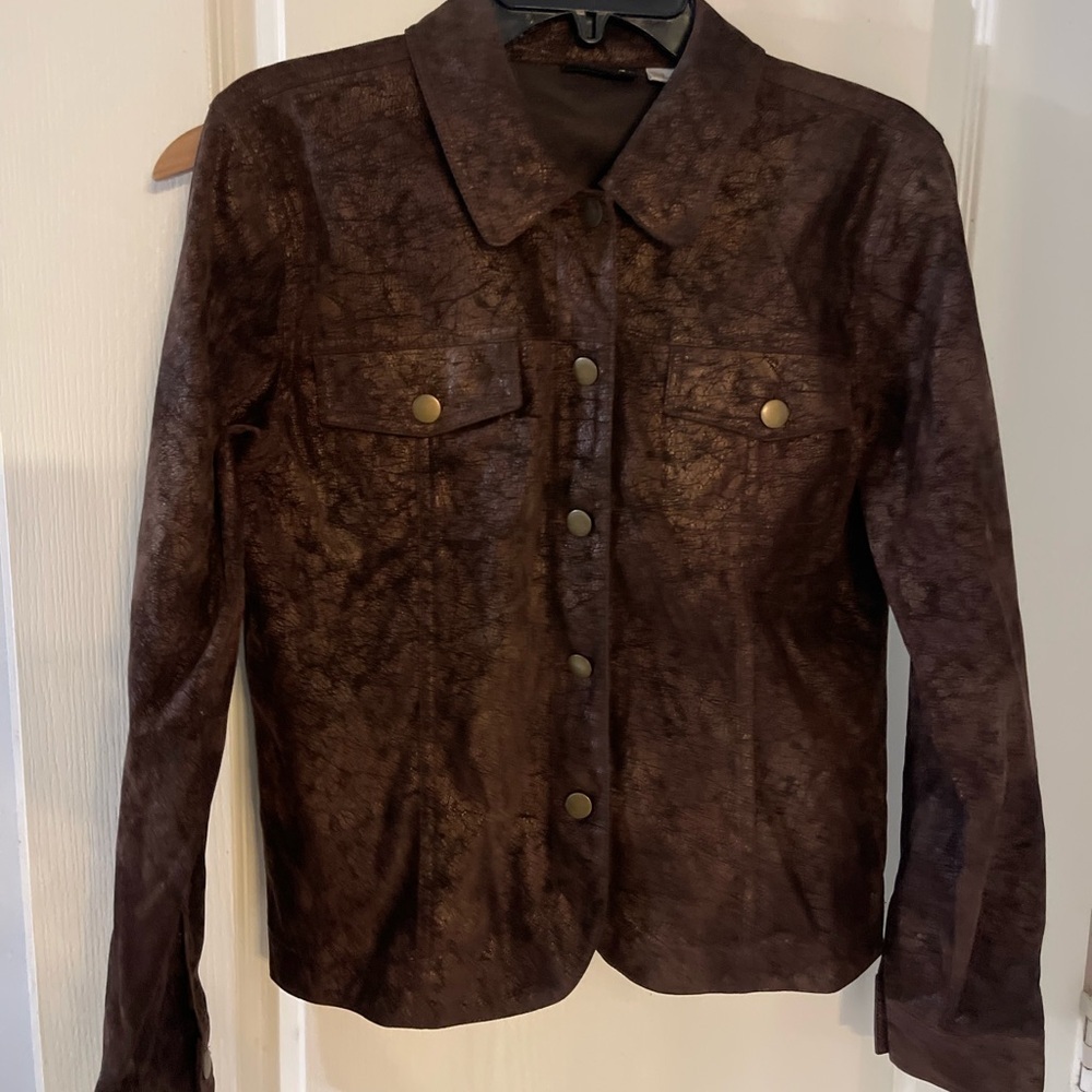 Vintage Brown faux‎ Leather Jacket for Women